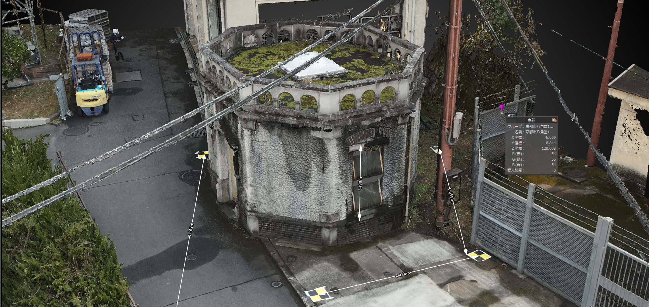 京都市　八角堂　文化財保存用　3D化ドローン撮影　